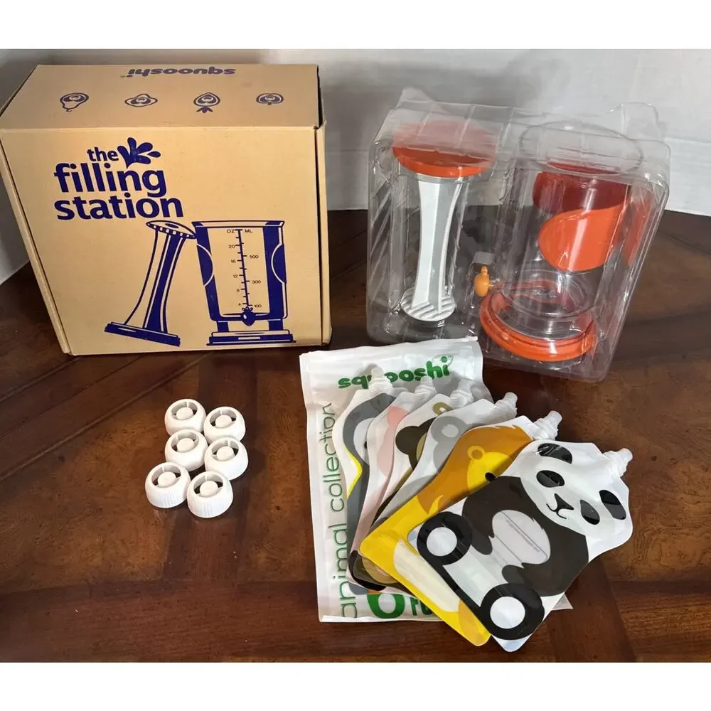 Squooshi Filling Station Baby Food Pouch Maker with 6 Reusable Pouches With Lids